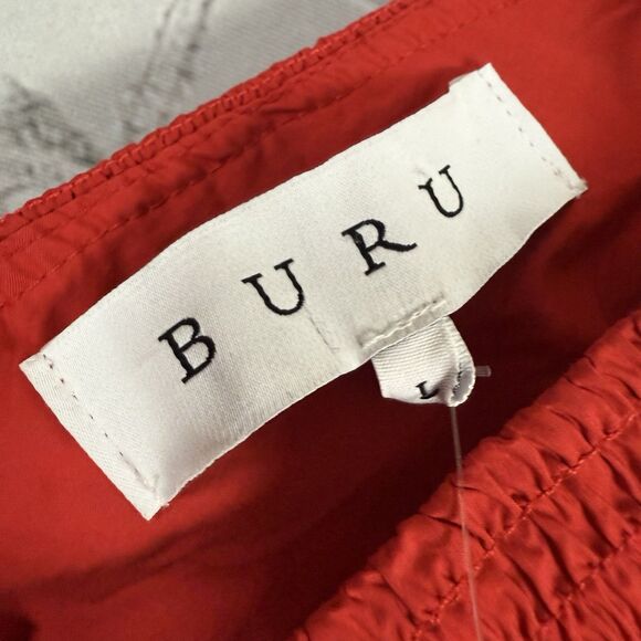 NWT BURU Red Deep V-Neck Peplum Tank Top Blouse Smocked Ruffle - Picture 7 of 10